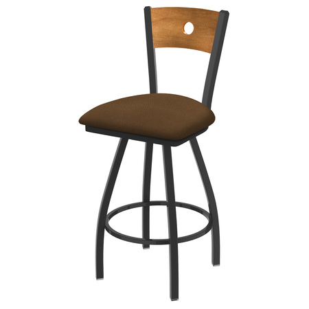 HOLLAND BAR STOOL CO 36" Swivel Counter Stool, Pewter Finish, Med Back, Rein Thatch Seat X830